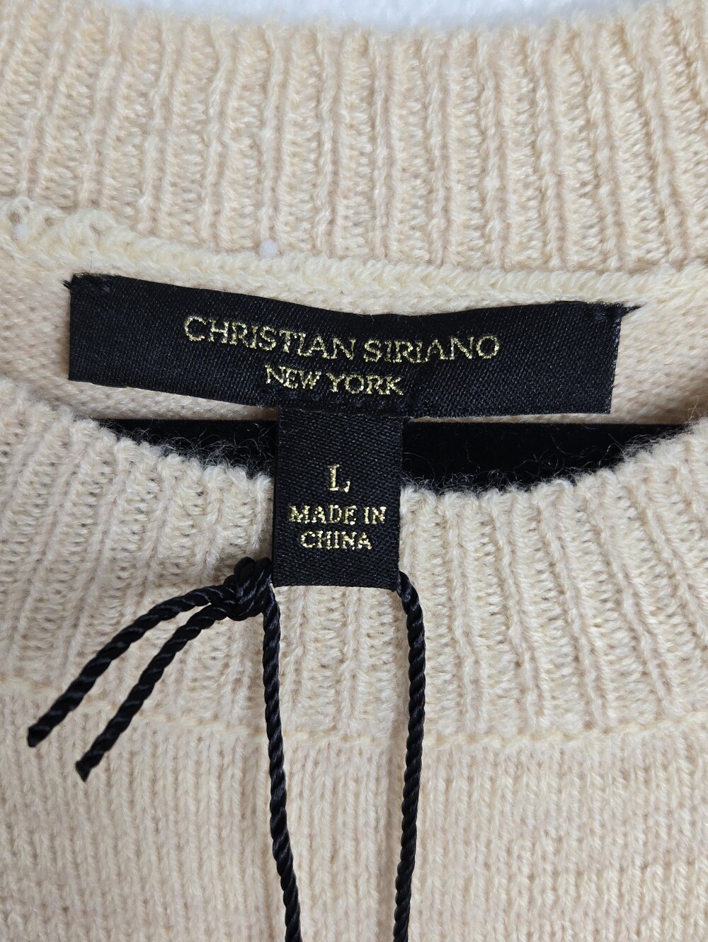 NEW Christian Siriano Pointelle Sweater Lace Knit Caramel Crew Neck Size Large - Picture 3 of 9